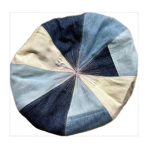 FBC Studio Patchwork Denim Pumpkin Beret Hat with Embroidery